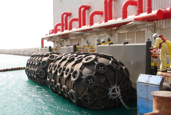 50KPa 80KPa Yokohama Pneumatische rubber fender met ketting en bandennet